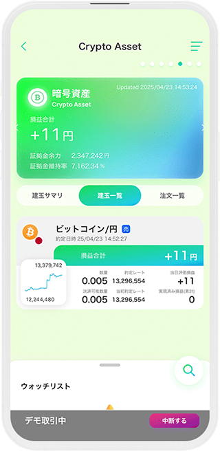デモ取引 Top画面